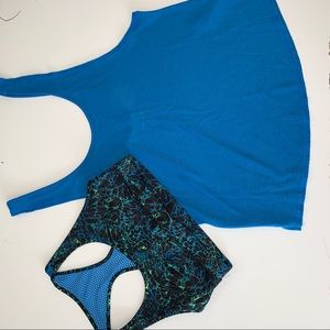 Blue tank with sports bra!